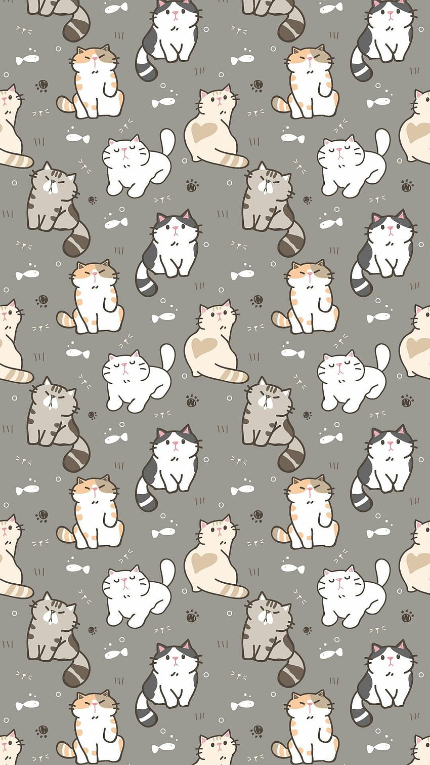 Gato Bonito in 2020. Cute cat , Cat pattern, Cartoon Cat Pattern HD phone wallpaper