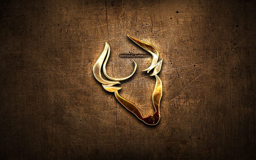 Taurus golden sign, metal background, creative art, zodiac signs, Taurus zodiac sign, astrology, Taurus Horoscope sign, Taurus, astrological sign, Taurus zodiac symbol for with resolution . High Quality HD wallpaper
