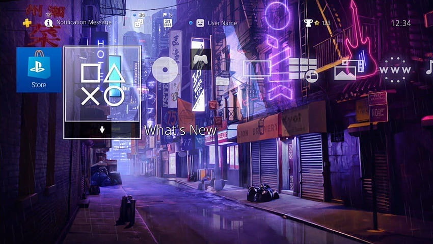 Cyberpunk Alley - Динамична тема за PS4 HD тапет