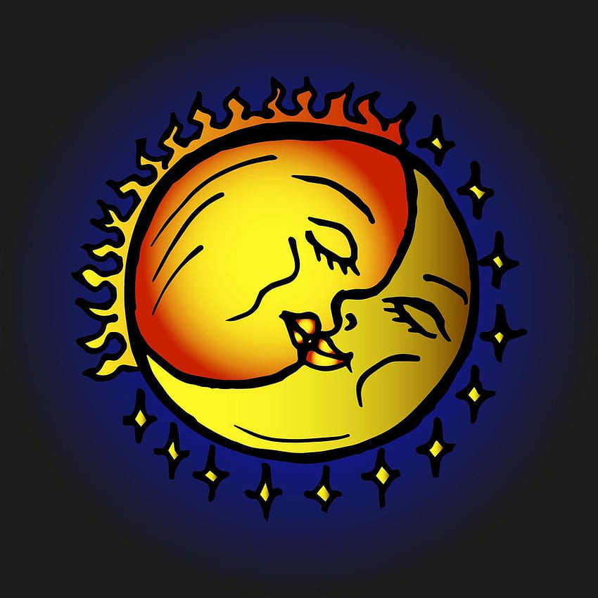 イラスト、はがき、夜空に月と太陽をセット、テキスタイル用 4748481 Vector Art at Vecteezy, Sun Illustration HD電話の壁紙
