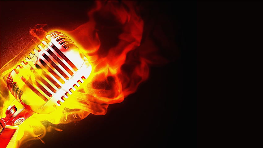 Musik Musiker Flaming Mikrofon und Hintergrund, Radio Micro HD-Hintergrundbild