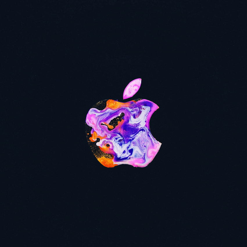 Logo Apple , iPhone 12, Seni cair, Latar belakang hitam, Teknologi, Ruang Logo Apple wallpaper ponsel HD