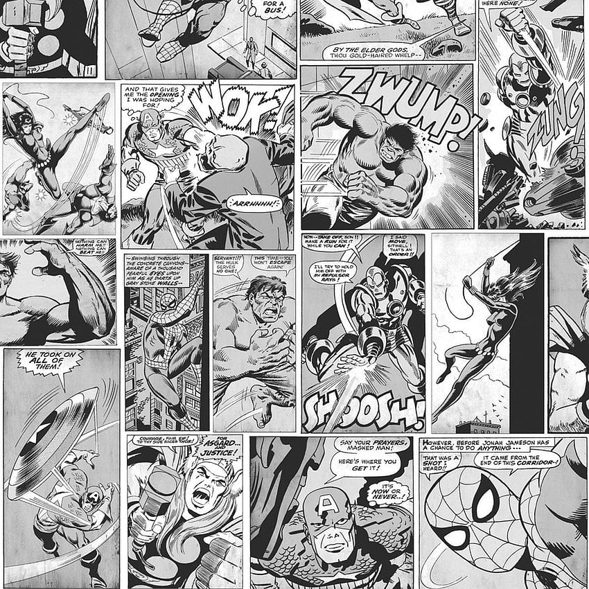 Marvel Comic Strip Black & White HD phone wallpaper