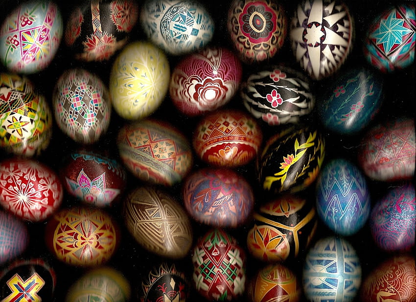 Easter eggs, colourful, easter, painted, eggs HD wallpaper