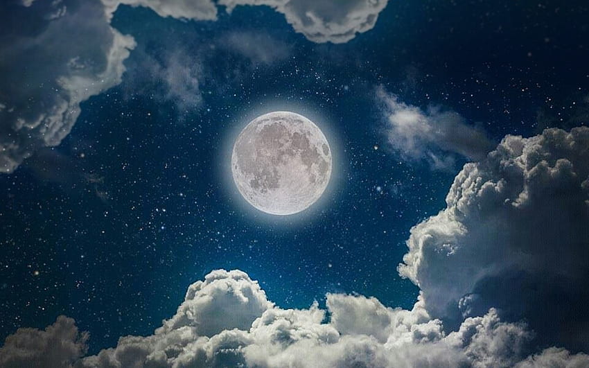 Moon, night, clouds, sky HD wallpaper