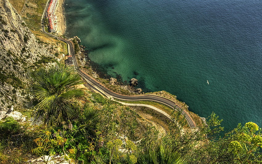 Nature, Coast, Road, Height, Bay, Gibraltar HD wallpaper