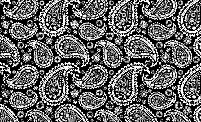 Schwarz-Weiß-Paisley, Bandana-Muster HD-Hintergrundbild
