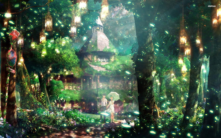 Floresta mágica de anime, floresta legal de anime papel de parede HD