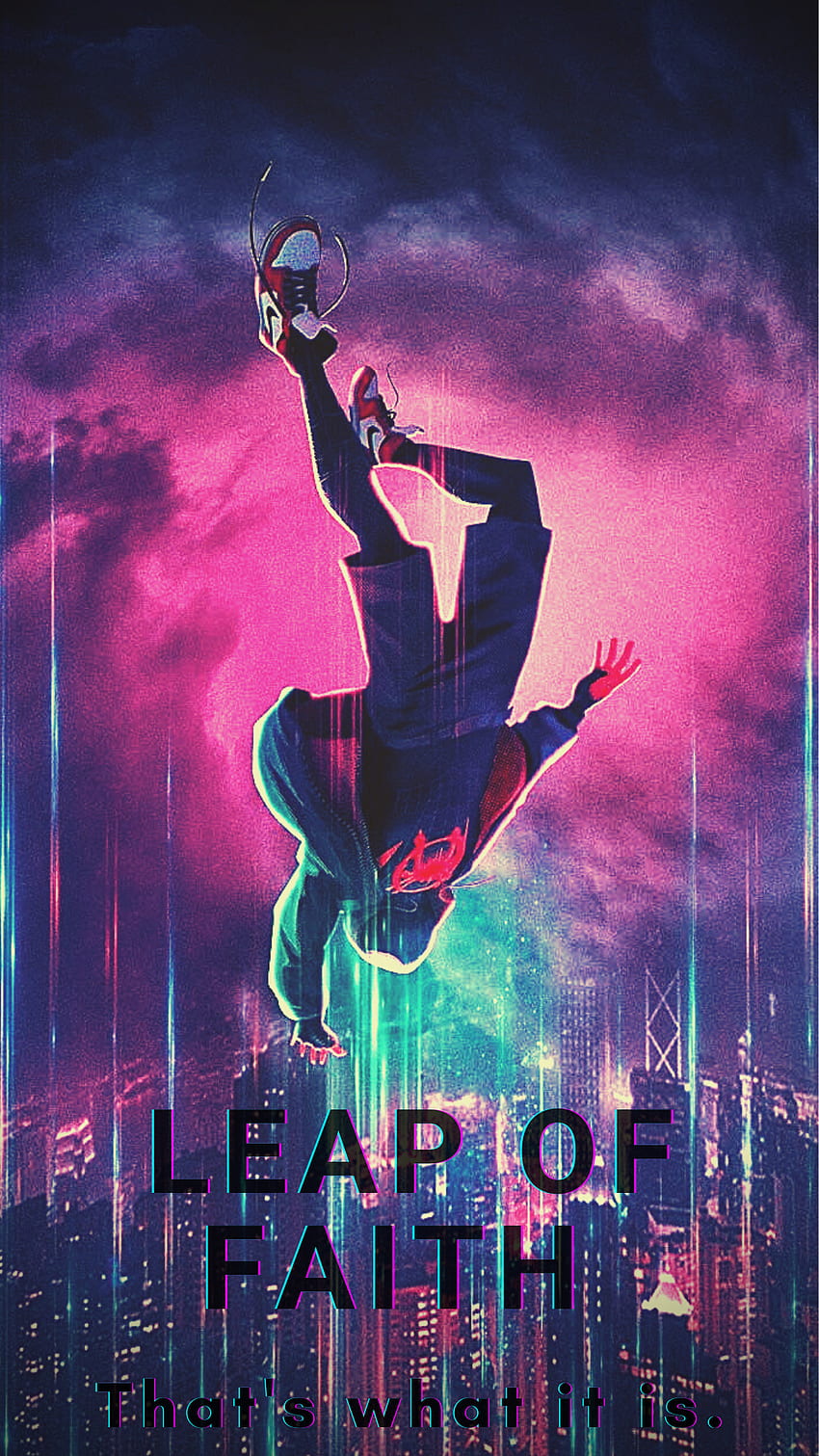 Spiderman, aesthetic, magenta, art, leap of faith, spiderman into the spiderverse, spider-man, miles HD phone wallpaper