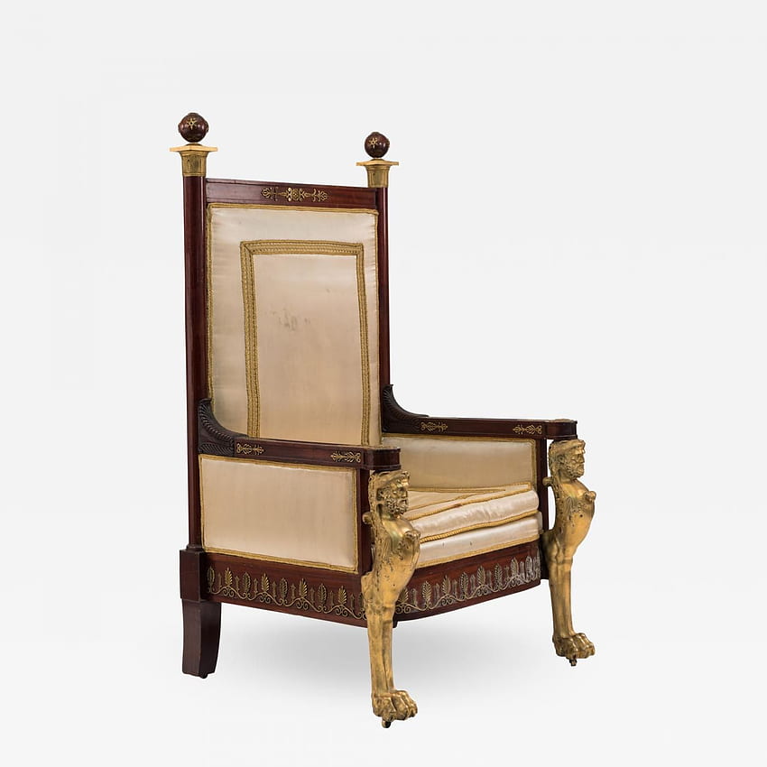 French Empire Eggshell Throne Chair HD phone wallpaper