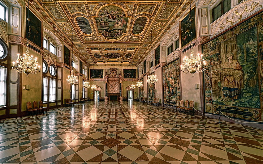 Sitio interior en un palacio lujoso fondo de pantalla