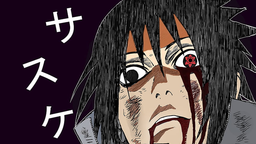 Uchiha Sasuke Naruto Shippuuden Face Anime Purple Background Simple Background Closeup - Resolution: HD wallpaper
