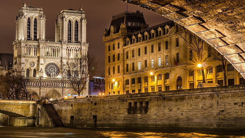 Fundo Paris Notre Dame, arquitetura francesa papel de parede HD