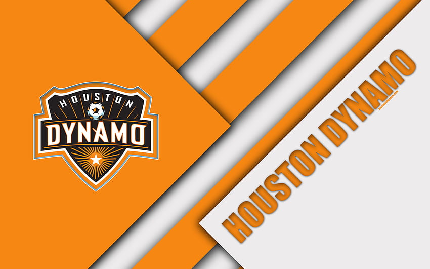 Houston Dynamo, material design, , logo, orange white abstraction, MLS, football, Houston, Texas, USA, Major League Soccer for with resolution . High Quality HD wallpaper
