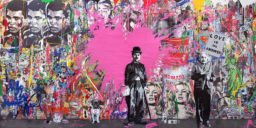 Street Art Charlie Chaplin by Mr. Brainwash - 34 X 61 (Giclee Canvas) – Artistica Fine Art HD wallpaper