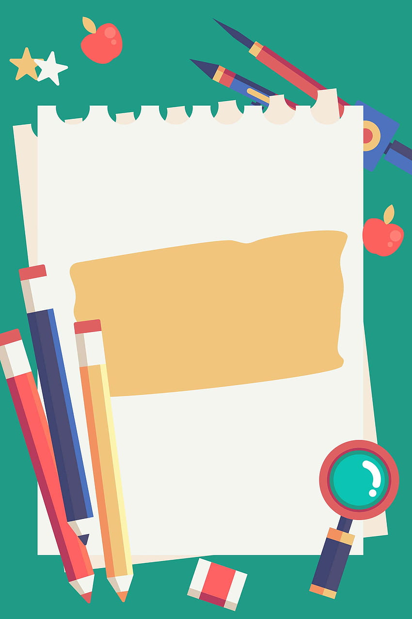 Kartun Poster Promosi Alat Tulis Musim Sekolah yang Dilukis dengan Tangan wallpaper ponsel HD