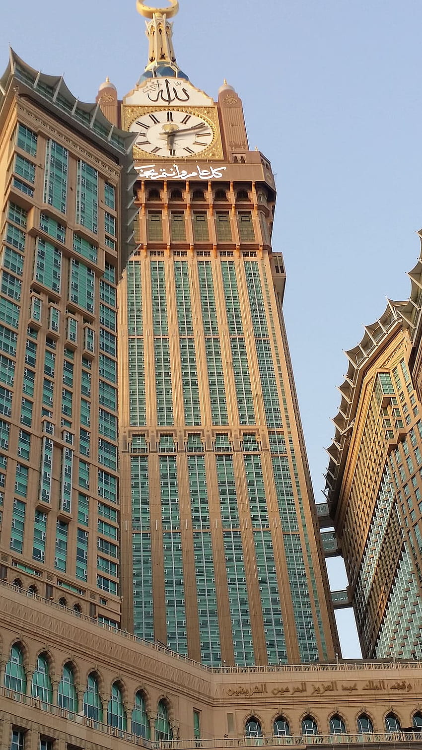 : jam menara beton coklat di siang hari, jam, Mekkah wallpaper ponsel HD