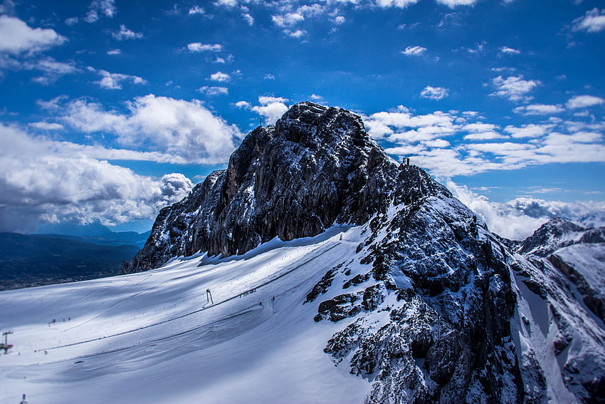 Swiss mountains, winter, sunny day, landscape HD wallpaper