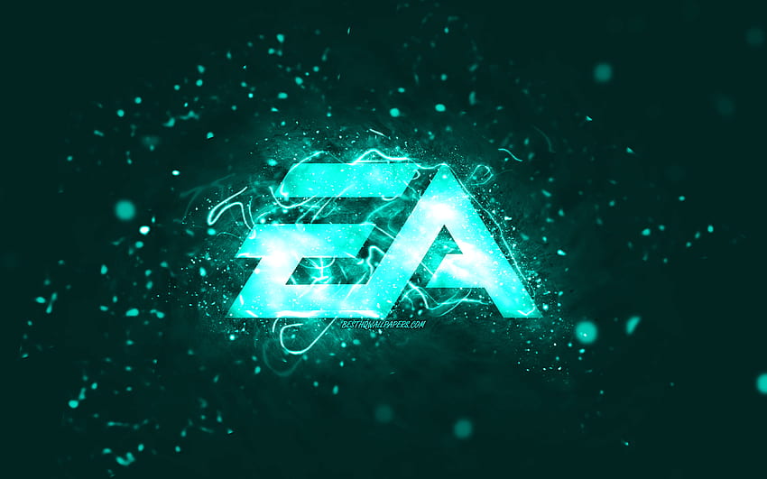 โลโก้ EA GAMES สีฟ้าคราม, Electronic Arts, ไฟนีออนสีฟ้าคราม, ความคิดสร้างสรรค์, พื้นหลังนามธรรมสีฟ้าคราม, โลโก้ EA GAMES, เกมออนไลน์, EA GAMES วอลล์เปเปอร์ HD