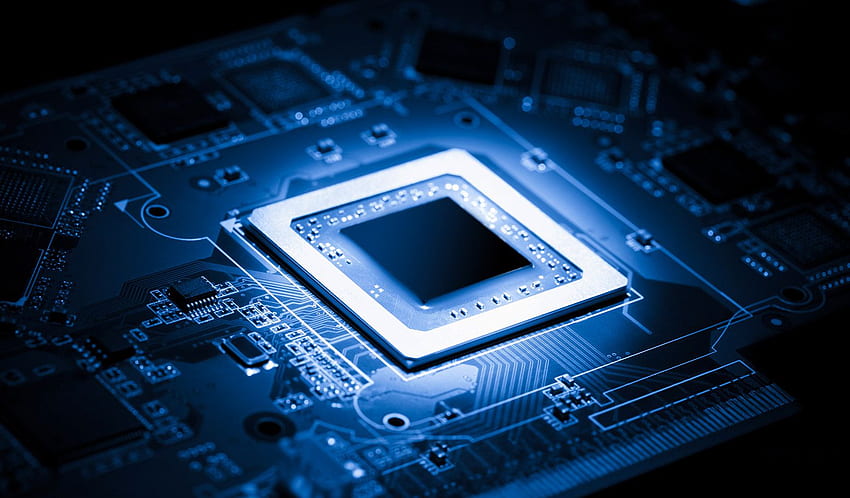 Chip di memoria. Chip elettronico, gocce di cioccolato e microchip, circuito integrato Sfondo HD