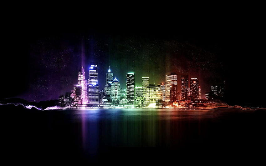 Landscape, Cities, Art, Rainbow HD wallpaper