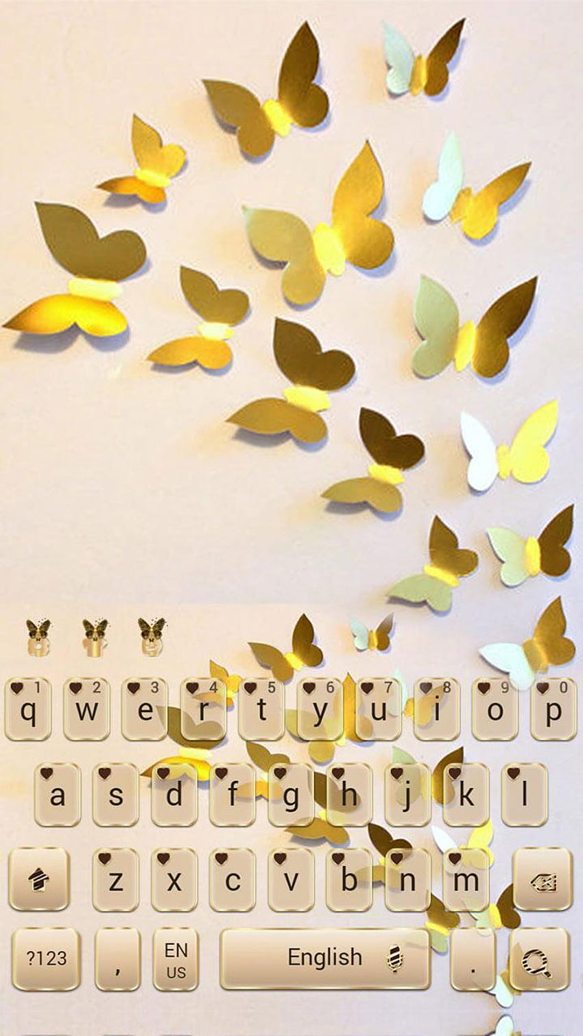 Motyw klawiatury Gold Butterfly Emoji dla Androida Tapeta na telefon HD