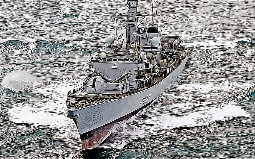 HMS Westminster, F237, , arte vettoriale, disegno HMS Westminster, arte creativa, arte HMS Westminster, disegno vettoriale, navi astratte, HMS Westminster F237, Royal Navy Sfondo HD