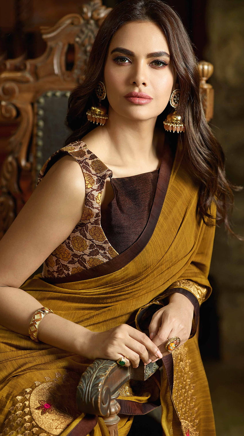 Esha Gupta, Bollywood-Schauspielerin, Sari-Liebhaberin HD-Handy-Hintergrundbild