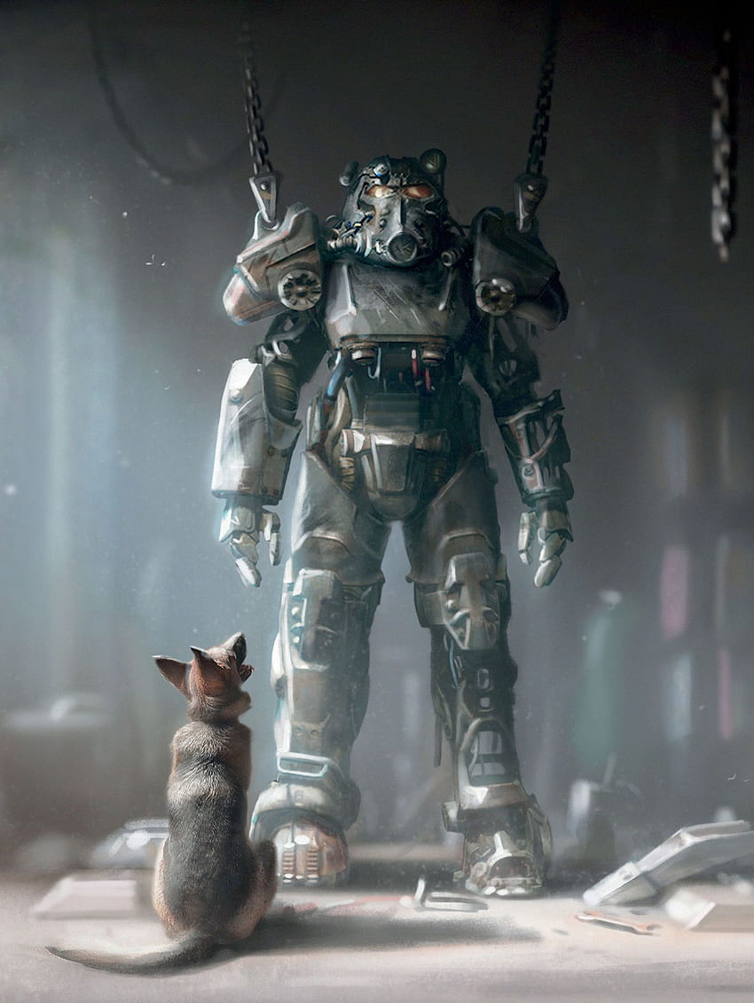 Fallout 4. Concept Dogmeat & Power Armor. Art conceptuel de Fallout, Art conceptuel de Fallout 4, Art de Fallout Fond d'écran de téléphone HD