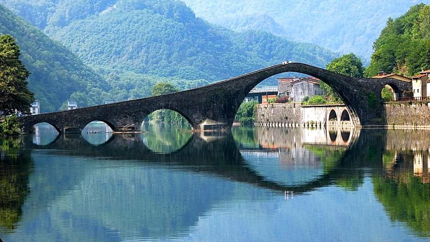 devils bridge river serchio lucca, Lucca Italy HD wallpaper