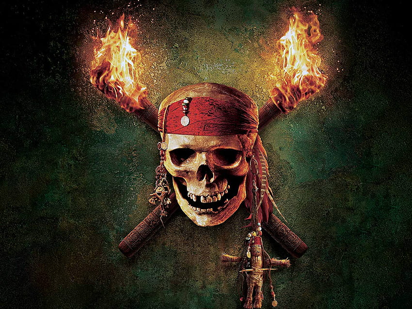 Piraci z Karaibów Płomienie logo czaszki Tapeta HD