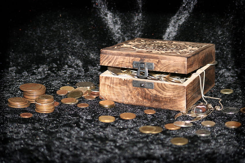 Treasure Coins Money, Treasure Box HD wallpaper