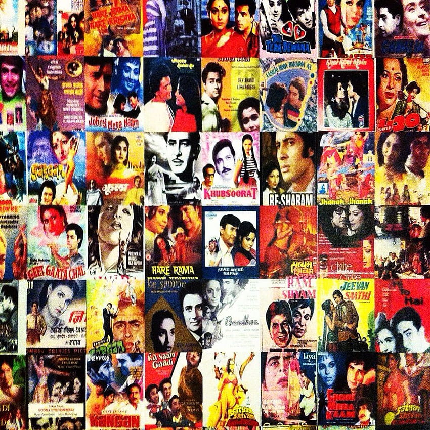 Affiches rétro de Bollywood. Bollywood, collage de films de Bollywood Fond d'écran de téléphone HD
