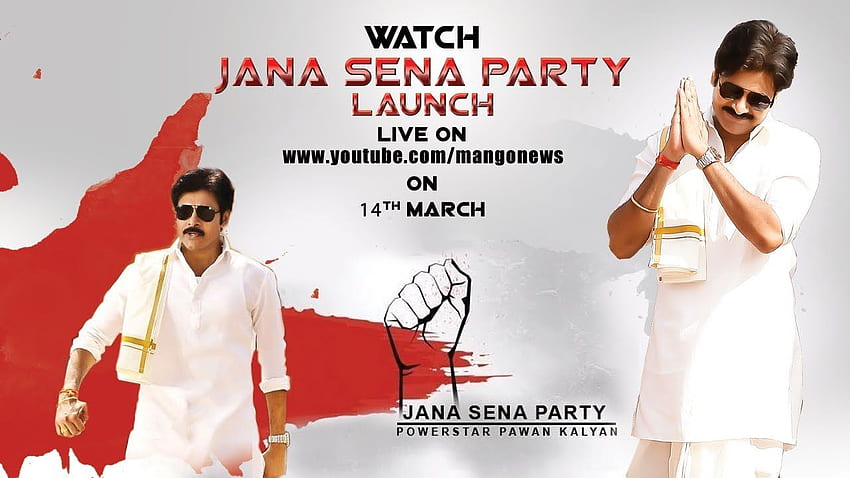파워스타 Pawan Kalyan's (pk) Jana Sena Party 런칭 - Pavan, JanaSena Party HD 월페이퍼