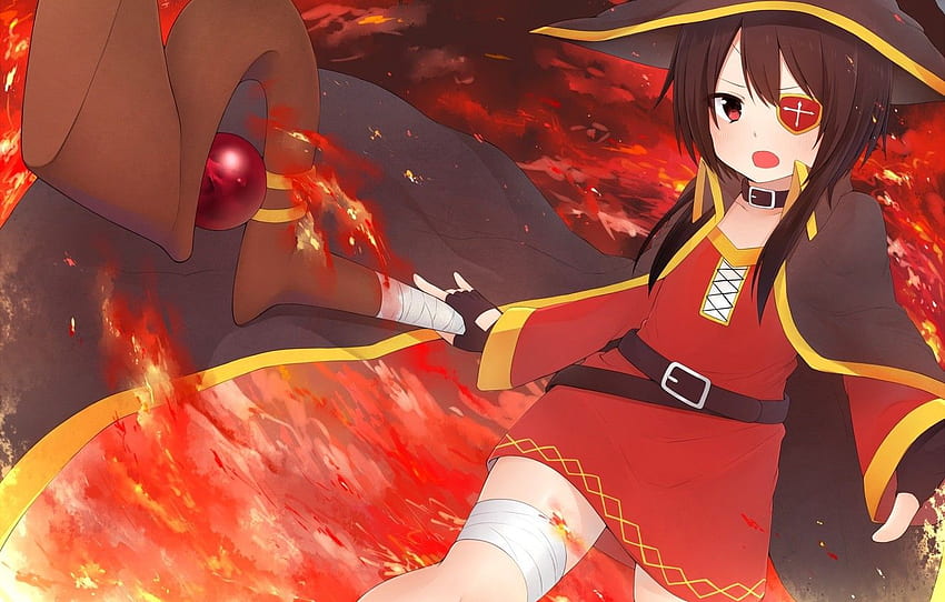 kawaii, explosion, fire, flame, girl, hat, anime, asian, manga, wizard, pretty girl, witch, japanese, asiatic, powerful, strong for , section сёдзё HD wallpaper