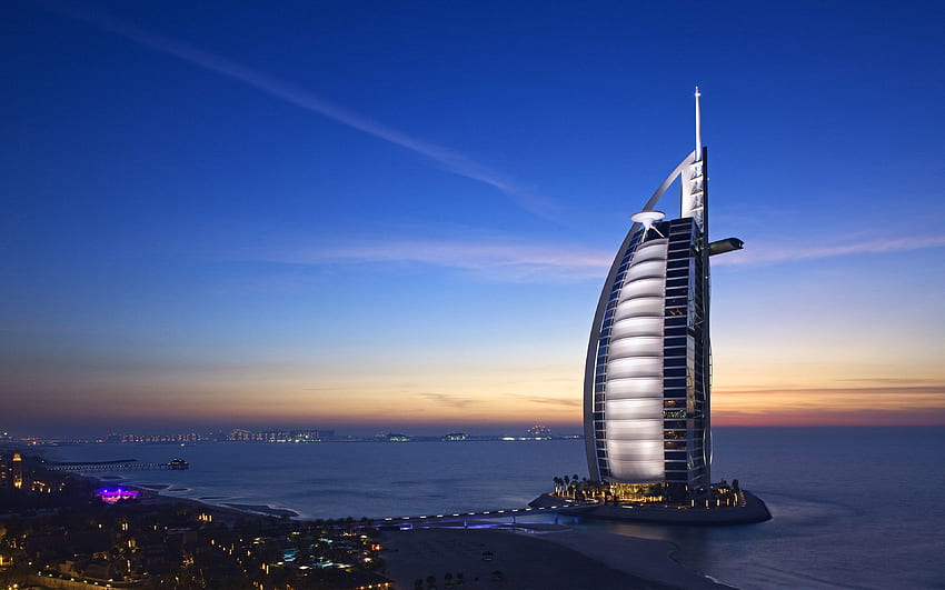 Burj Al Arab Hotel Dubai Architecture Sunset Sea HD wallpaper