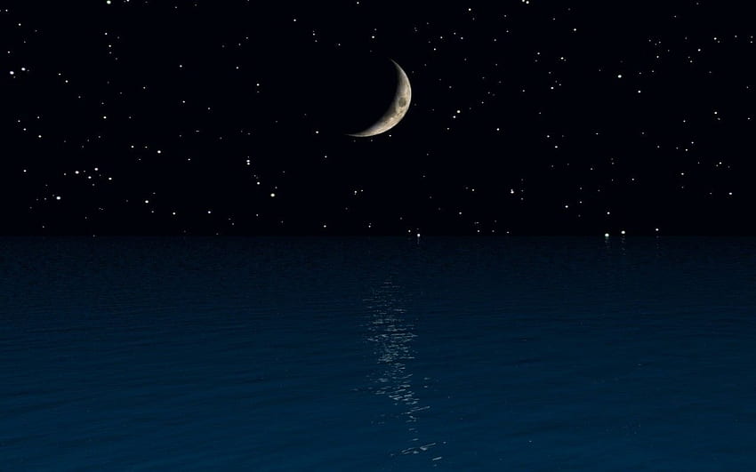 Sky: Dim Light Moon Ocean Sky Stars iPhone 16:9 High HD wallpaper