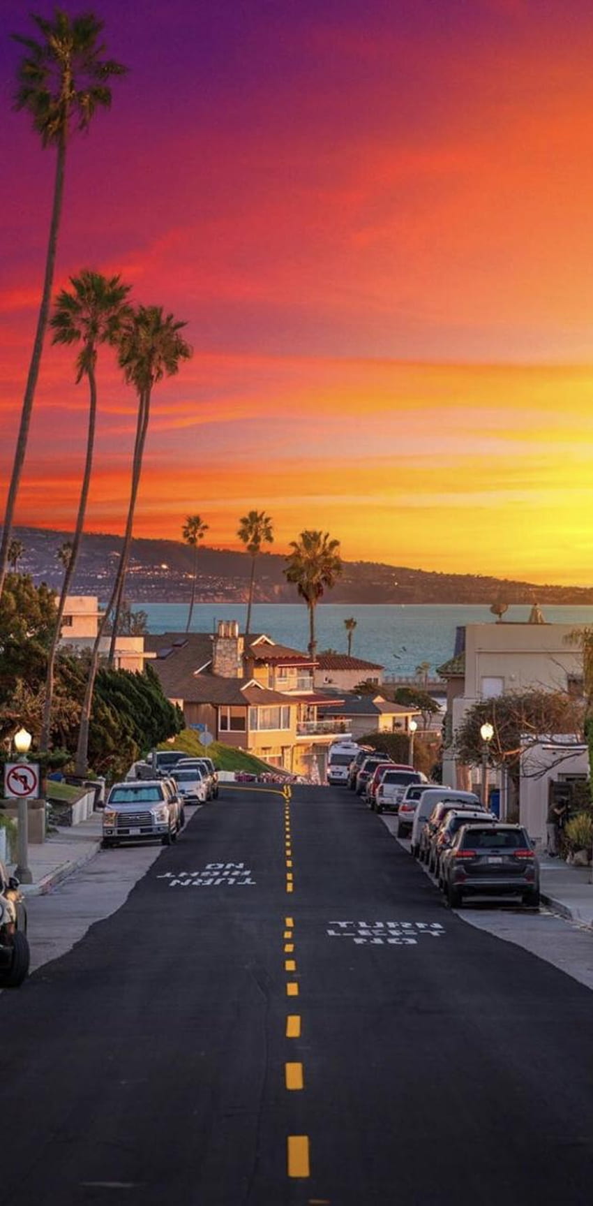 Kalifornien-Sonnenuntergang, Kalifornien-Palmen-Sonnenuntergang HD-Handy-Hintergrundbild