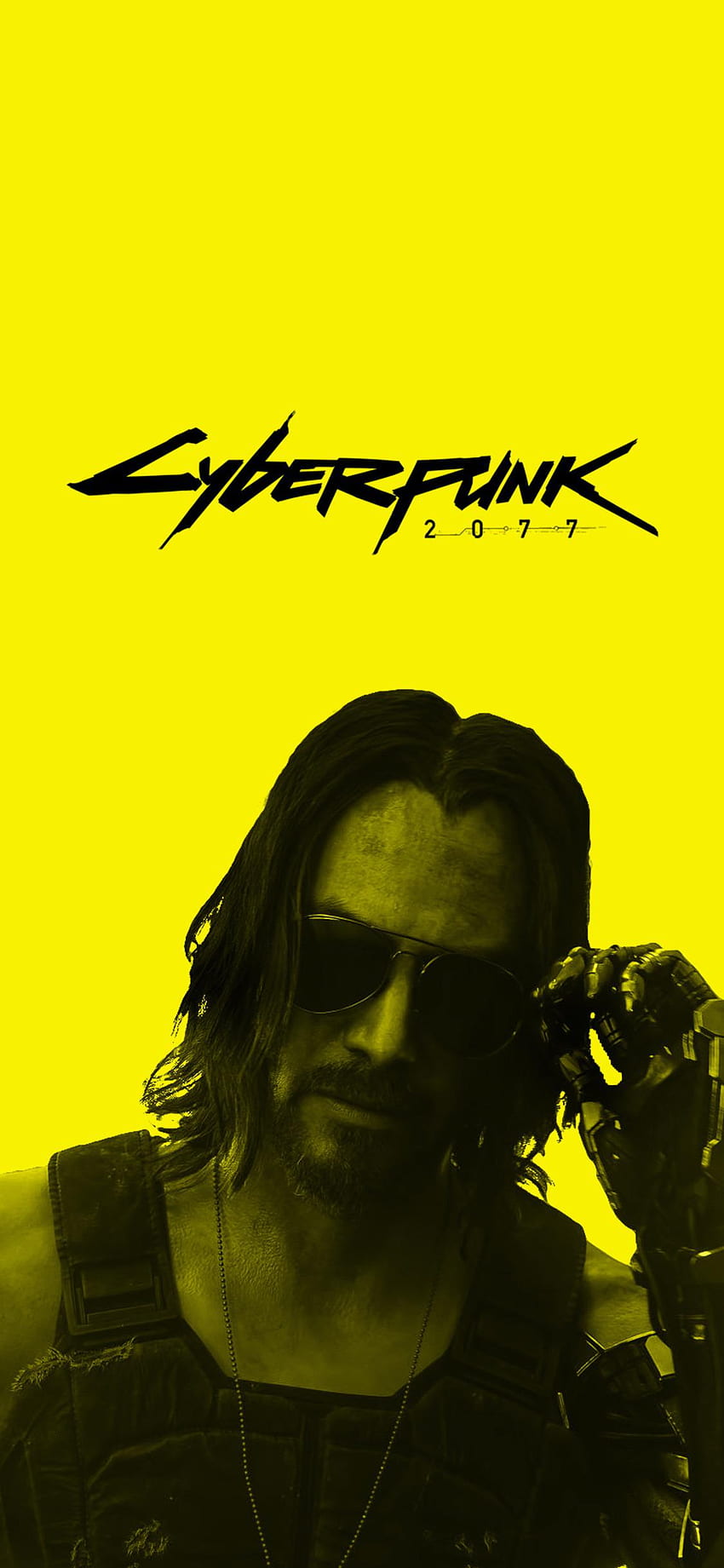 Cyberpunk 2077 Meme amarillo, Keanu Reeves Cyberpunk fondo de pantalla del teléfono
