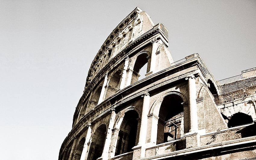 colosseum, rome, italy, black white, old 16:10 background HD wallpaper