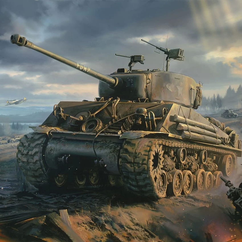 İkinci Dünya Savaşı Fury Sherman M4A2E8 (76) Motor. Motor, 2. Dünya Savaşı Animesi HD telefon duvar kağıdı
