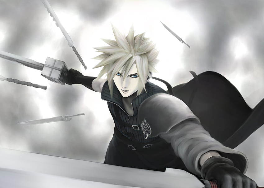 Cloud Strife, sword, anime, weapon, final fantasy, game, blonde hair, male HD wallpaper