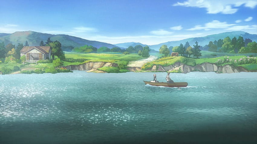ep'de su ve doğa. Menekşe Evergarden'ın 5. Violet evergreen anime, Violet evergreen, Fantastik manzara, Violet Evergarden Landscape HD duvar kağıdı