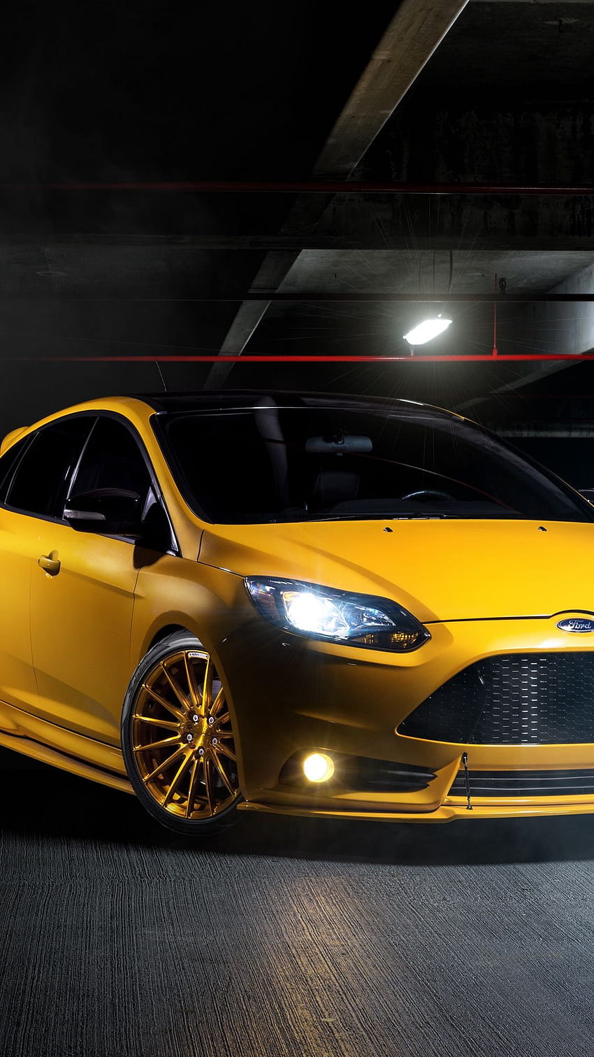 focus, ford, front view, yellow, Lenovo Yellow Car HD phone wallpaper