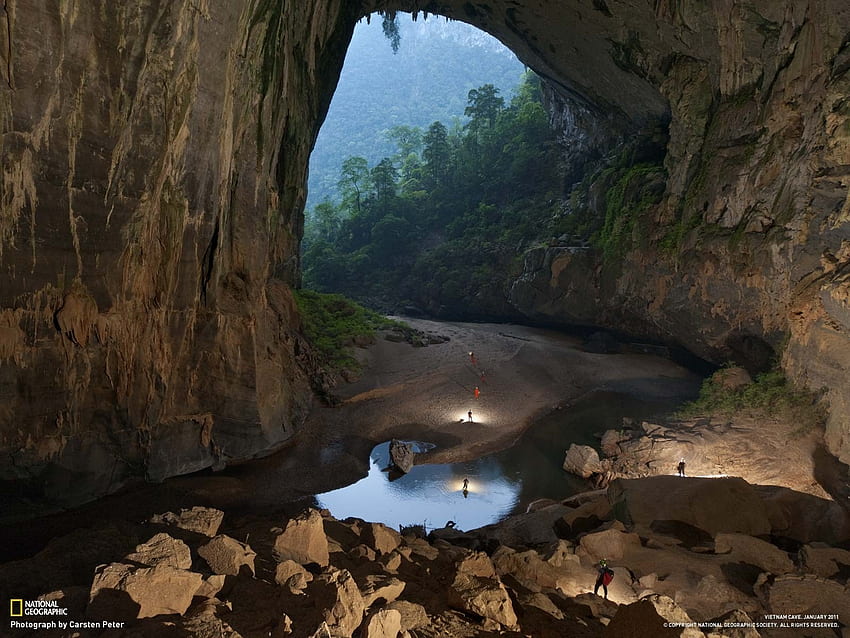water landscapes jungle rocks viet nam rivers son doong cave – HD wallpaper