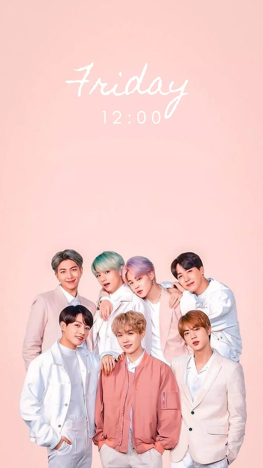 BTSグループ、ピンクの背景 HD電話の壁紙