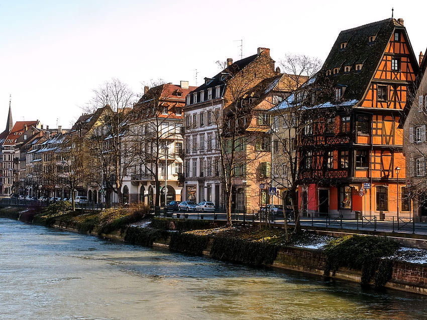 France Strasbourg world architecture buildings apartments houses rivers canal winter snow seasons europe . HD wallpaper