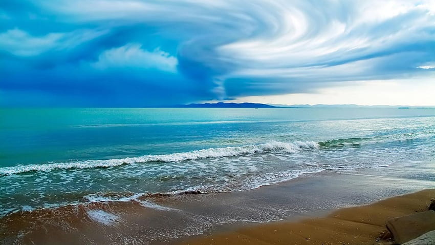 Meereslandschaft, Strand, Wellen, Ozean HD-Hintergrundbild