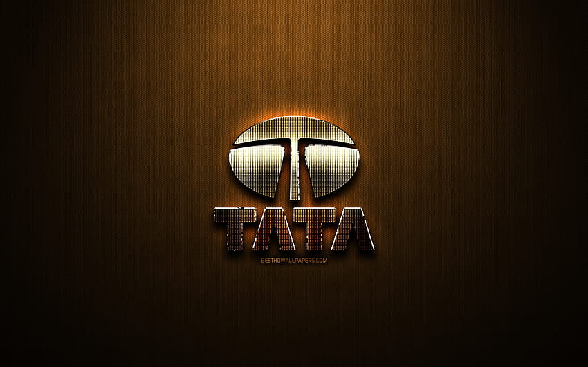Tata parıltılı logosu, araba markaları, yaratıcı, bronz metal arka plan, Tata logosu, markalar, Tata için çözünürlük. Yüksek kalite HD duvar kağıdı