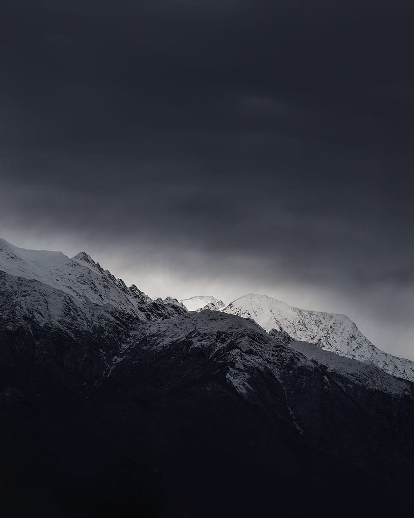Dark, silhouette, mountains, evening HD phone wallpaper